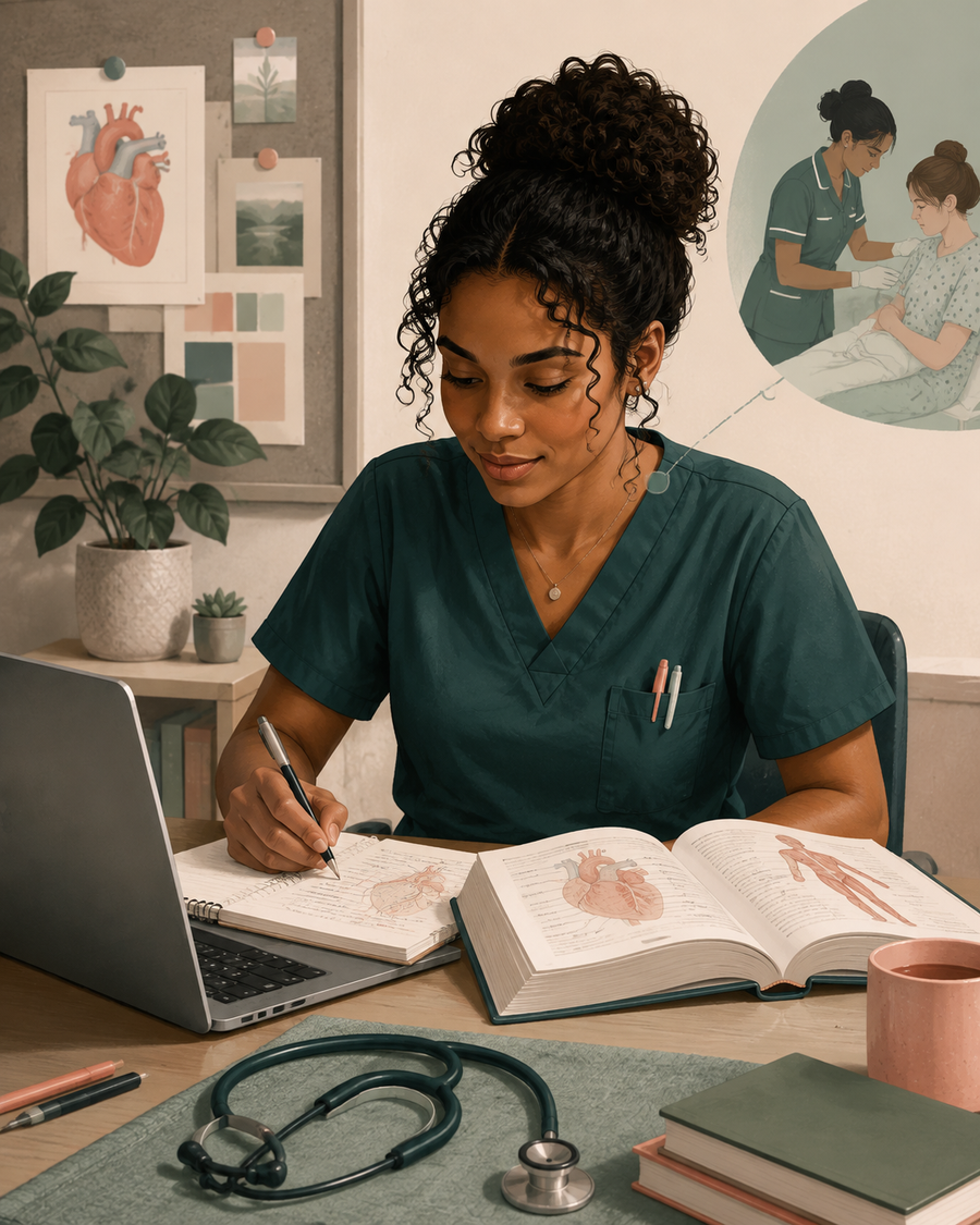 Student nurse connecting clinical learning with placement practice