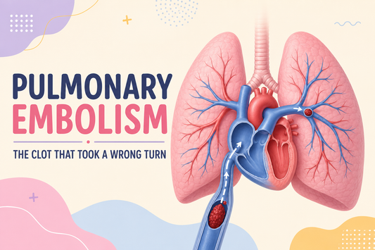 Clinical illustration of a pulmonary embolism affecting blood flow through the lungs