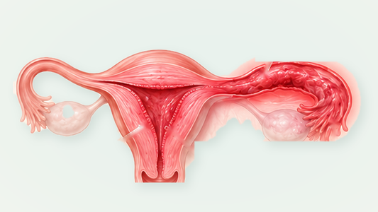 Medical illustration of uterine and fallopian tube inflammation caused by pelvic inflammatory disease, no labels