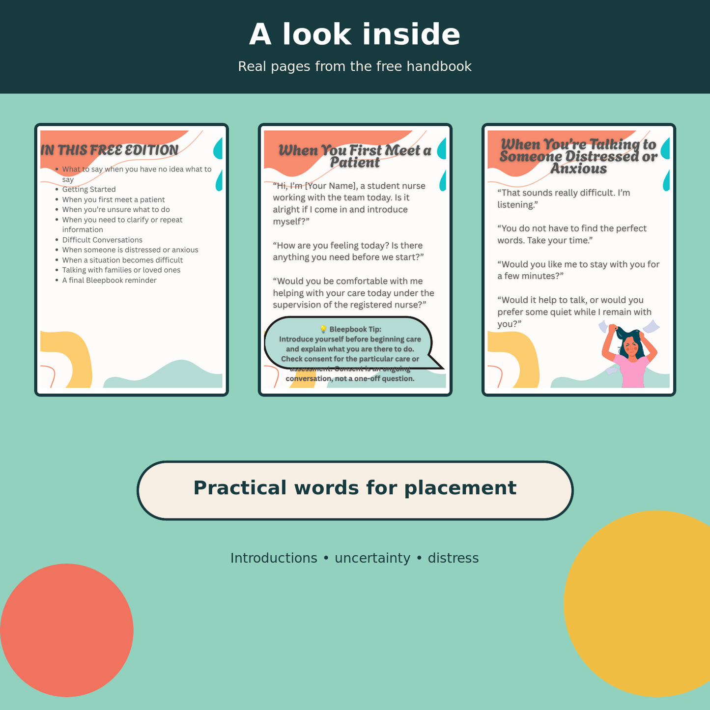 Inside pages from the free Bleepbook Communication Prompts handbook