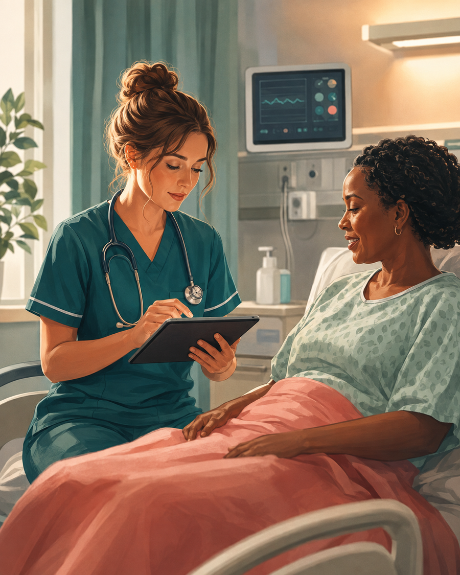 Student nurse working through a realistic patient scenario