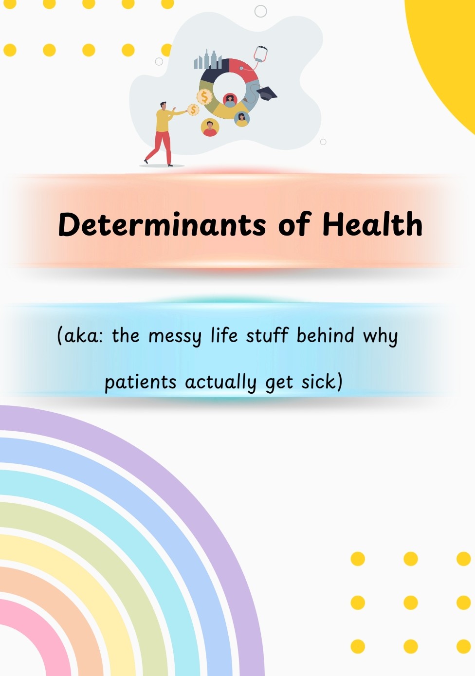 Book cover titled 'Determinants of Health' with a colorful design and text.