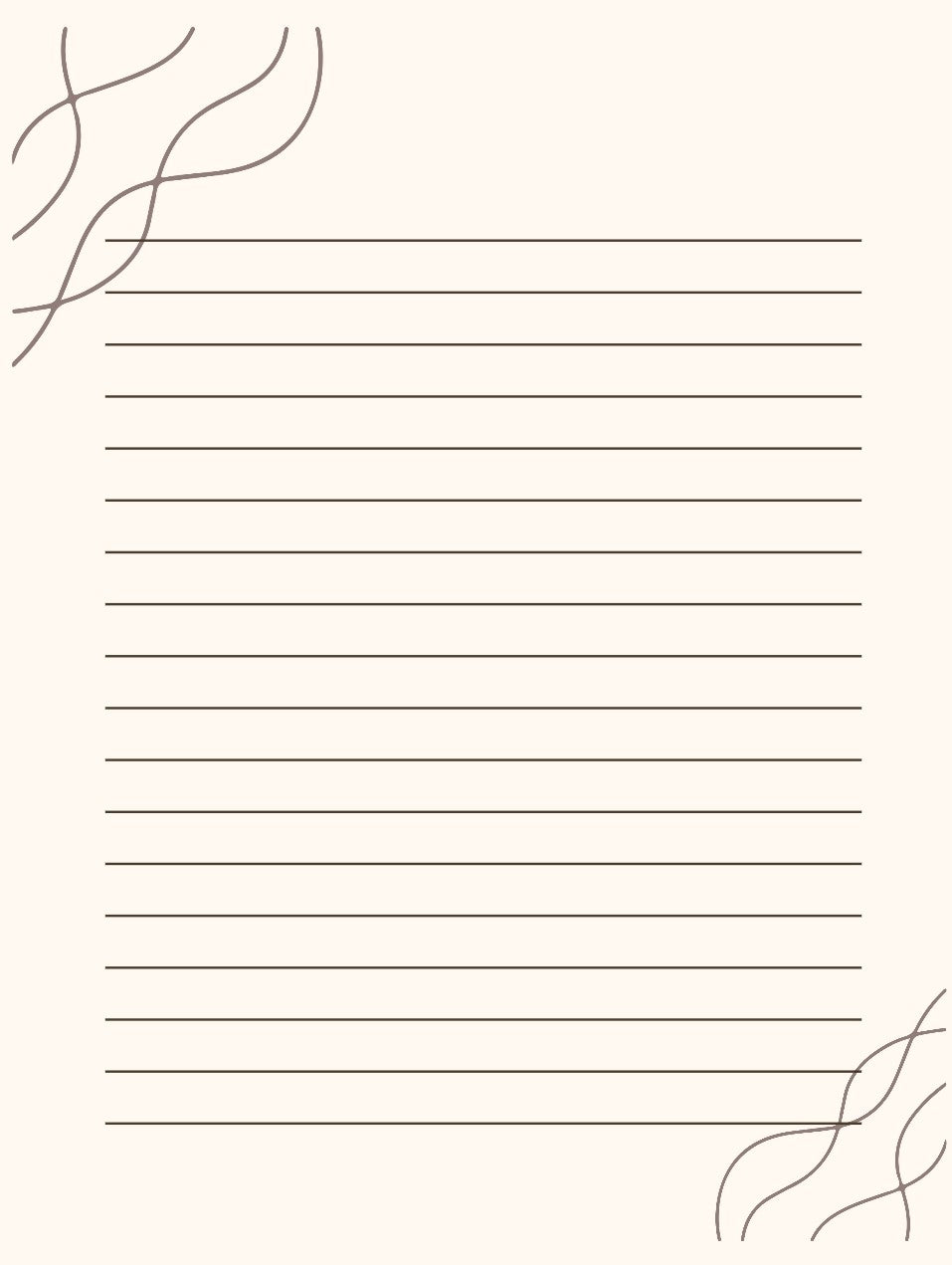 Lined paper with decorative elements on a white background