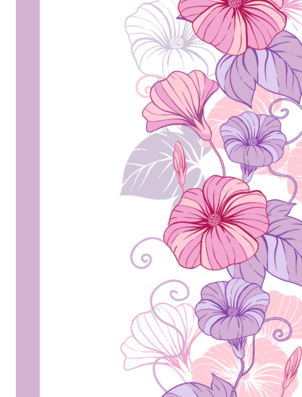 Floral design notebook cover with pink and purple flowers on a light purple background