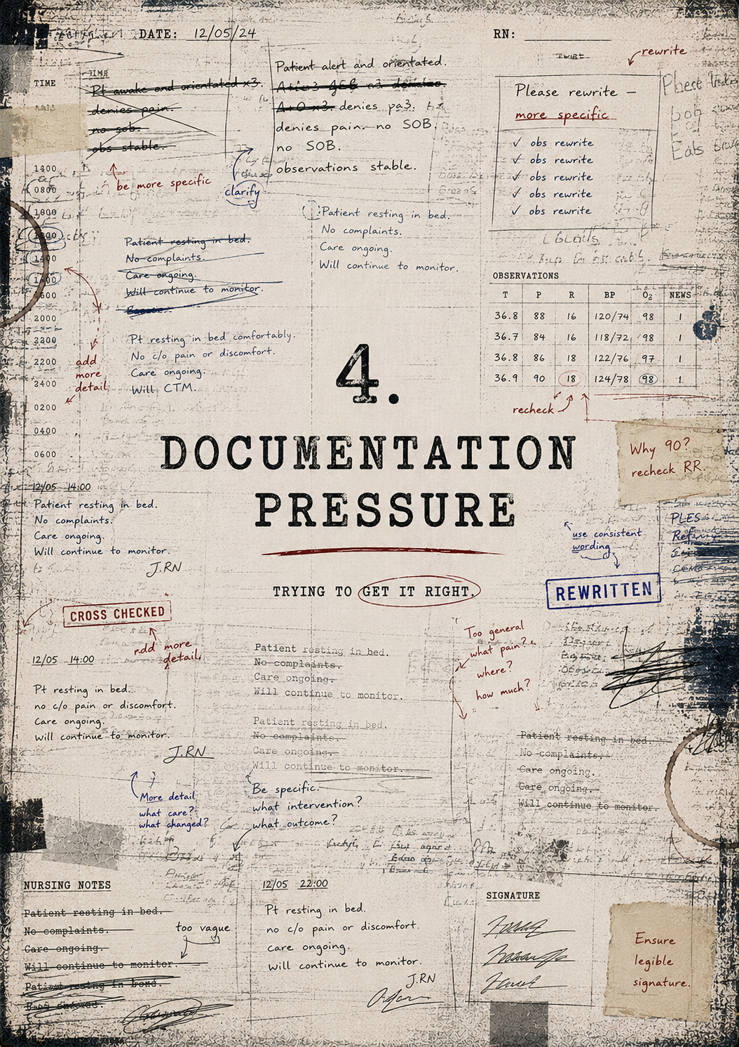 Cover of a book titled '4. Documentation Pressure' with text and document-like design.