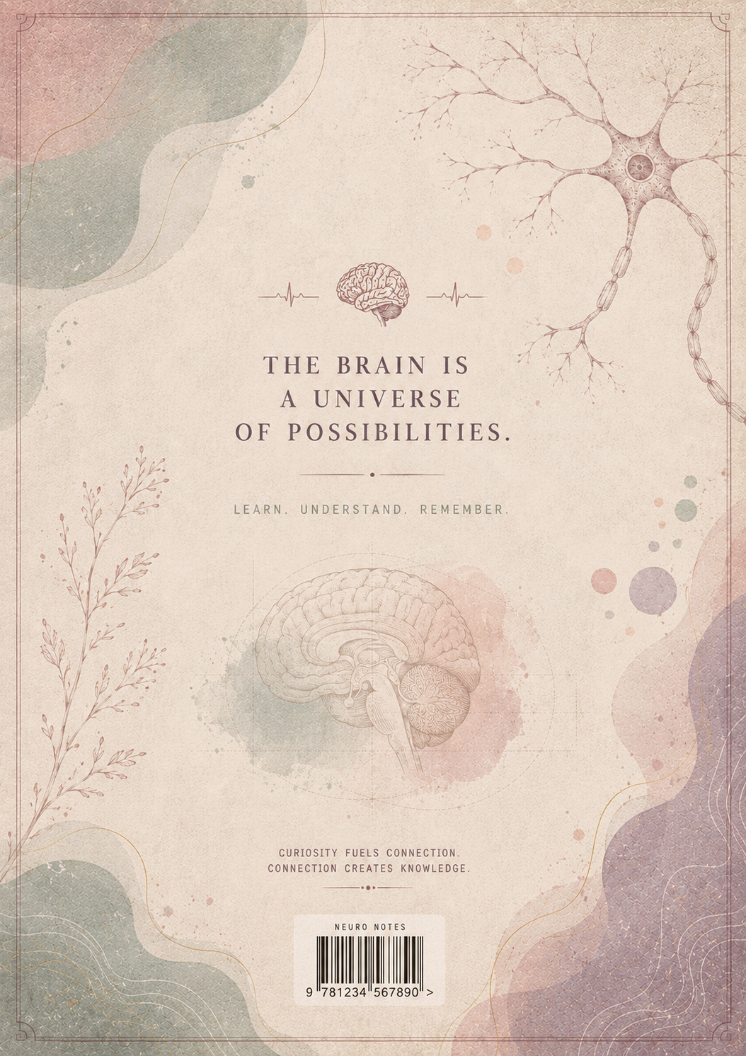 Book cover with brain illustration and text about the brain being a universe of possibilities.