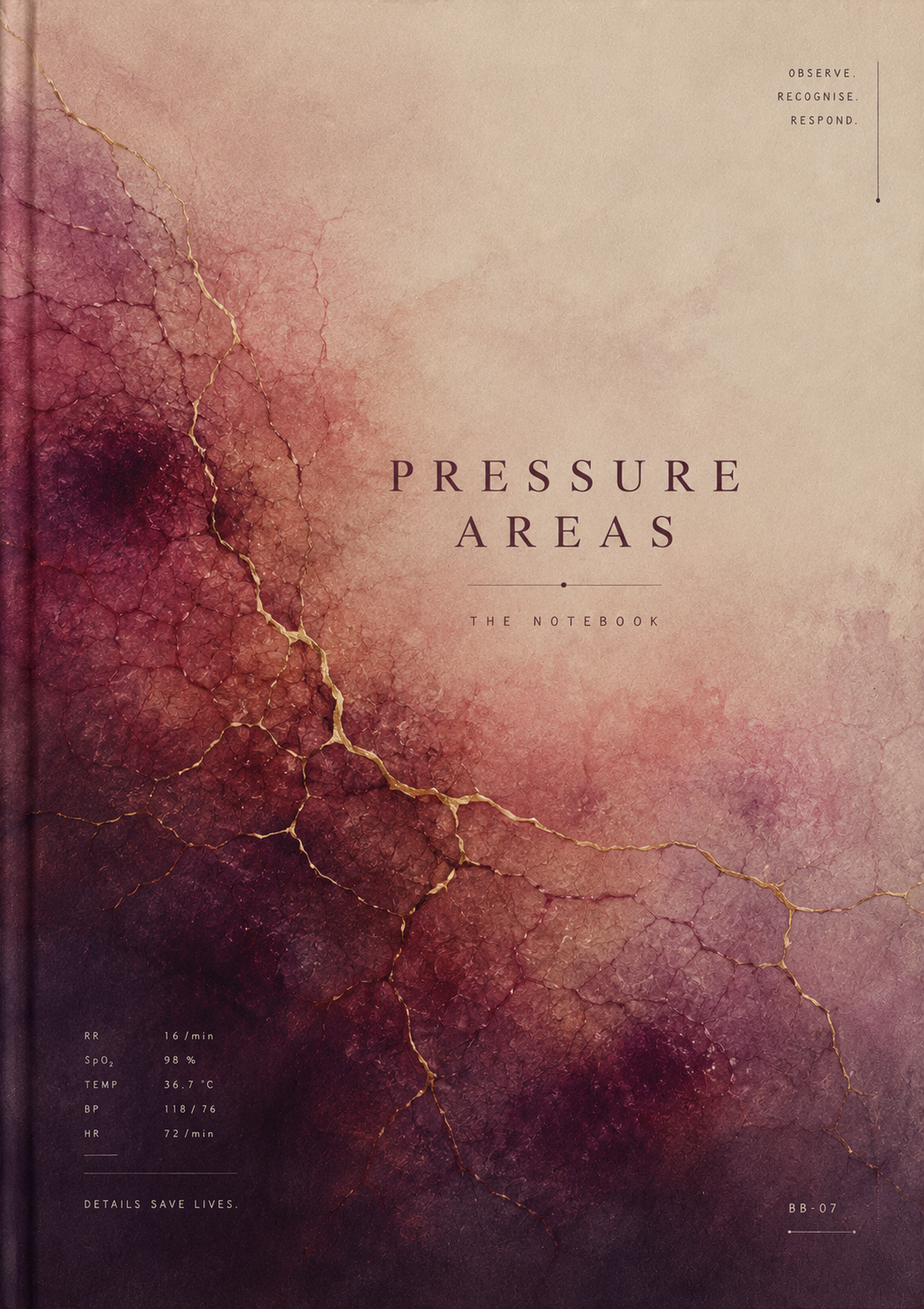 Book cover with cracked texture and 'Pressure Areas' text on a gradient background
