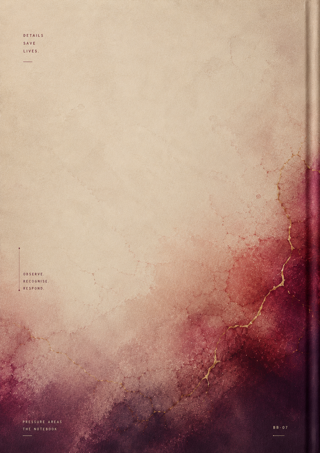 Abstract art with a gradient from beige to red, featuring a gold line.